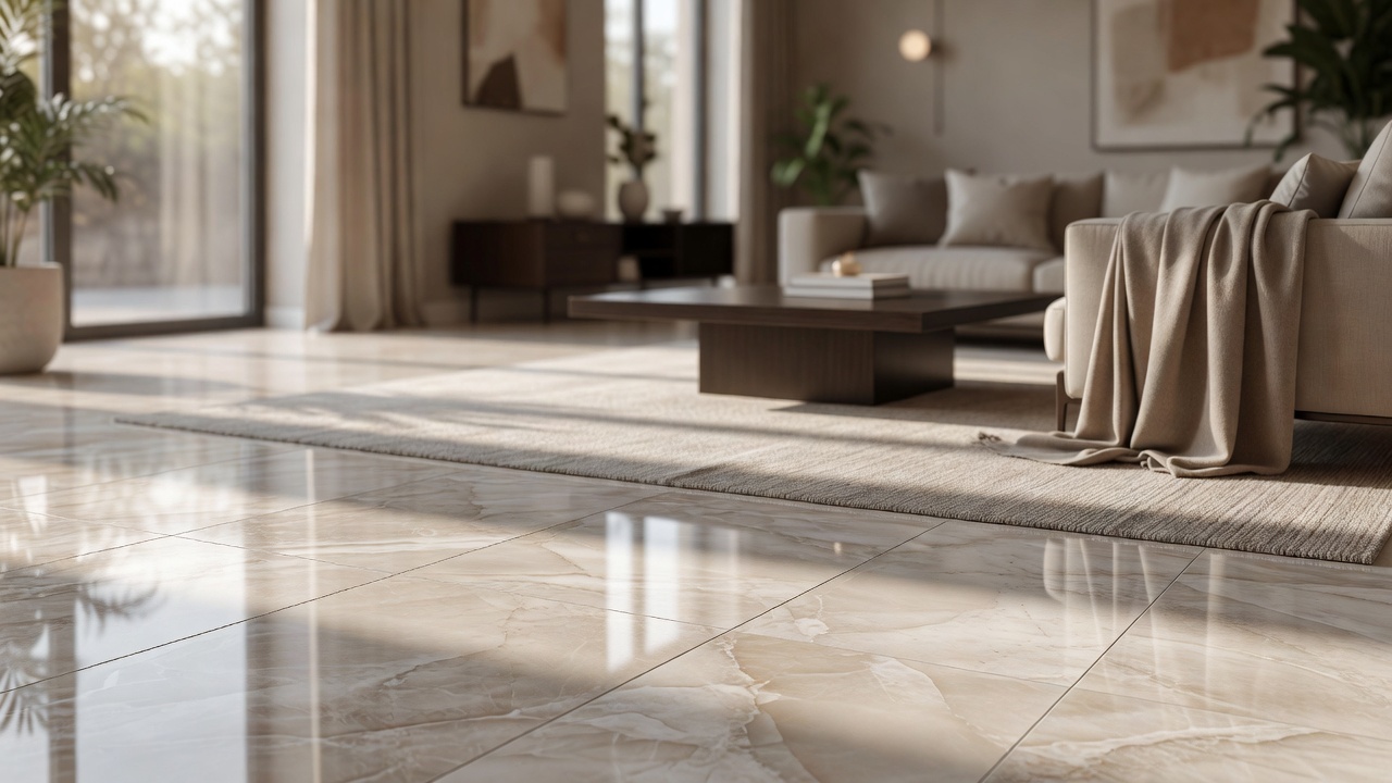 Adding Shine to Procelain Tile — modern flooring photography