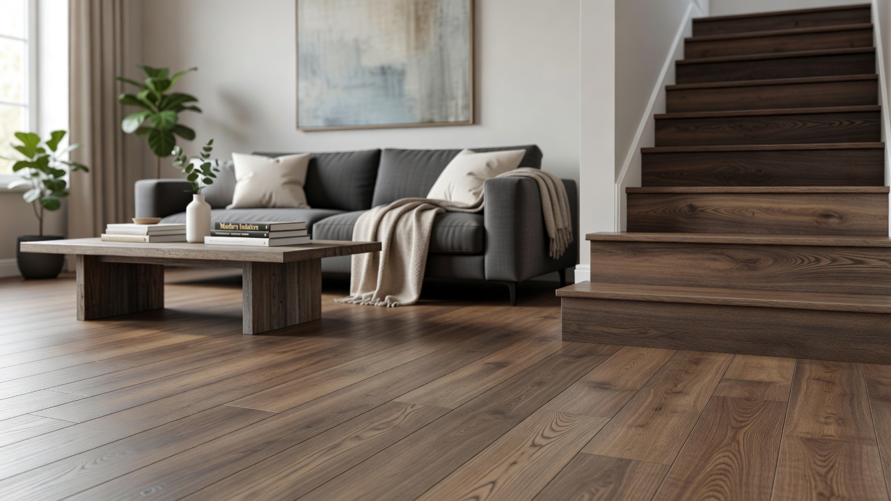 Alloc Domestic Laminate on Stairs — modern flooring photography