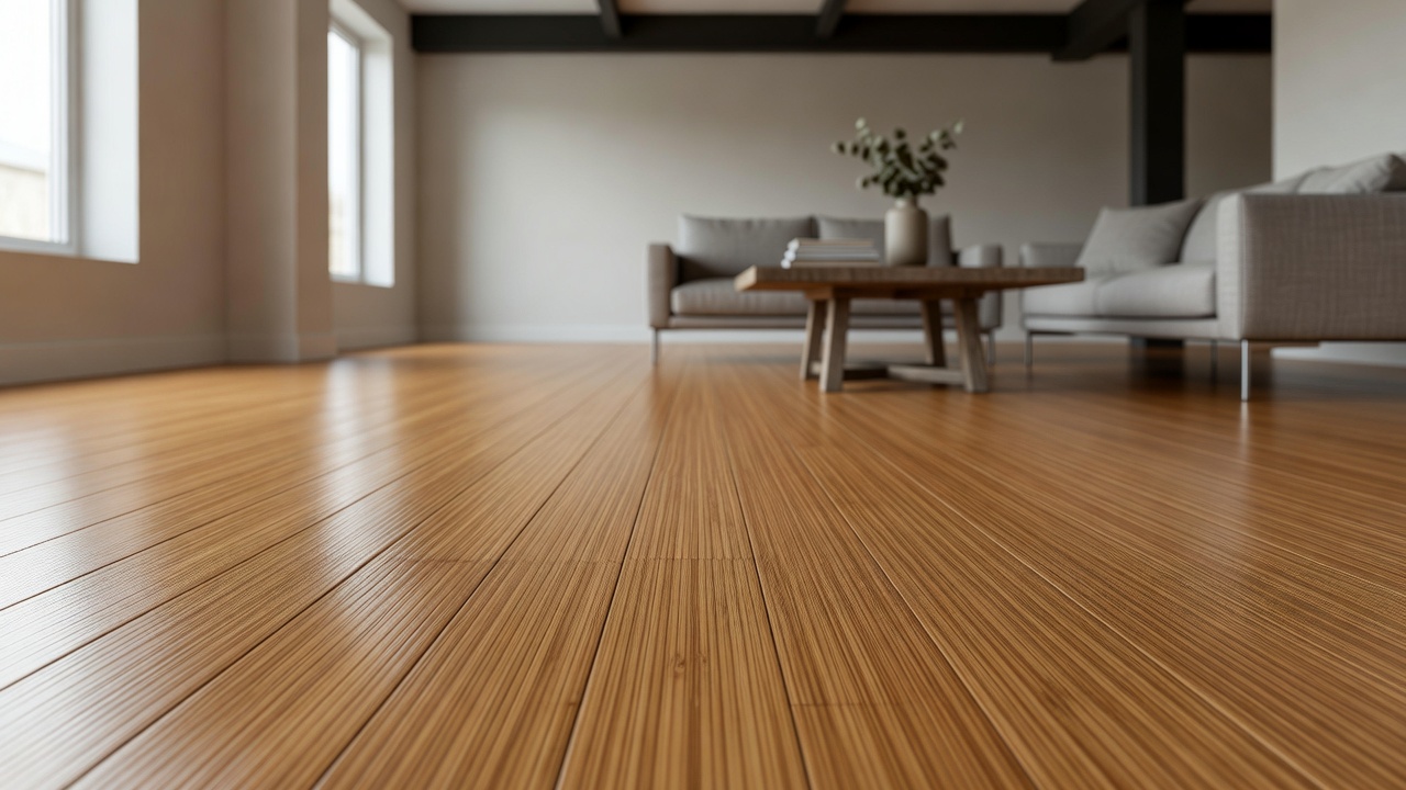 Bamboo Flooring in a Basement — modern flooring photography