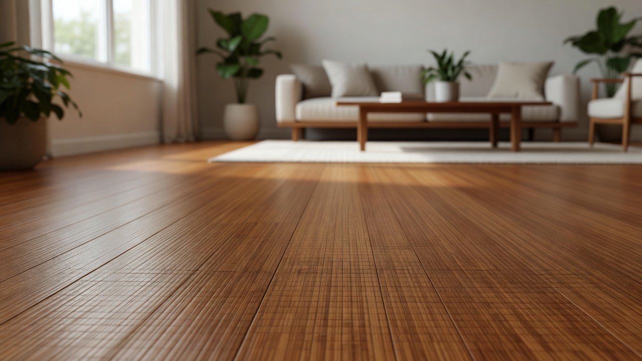 Cognac Horizontal Satin – Ming Dynasty Bamboo Install — modern flooring photography
