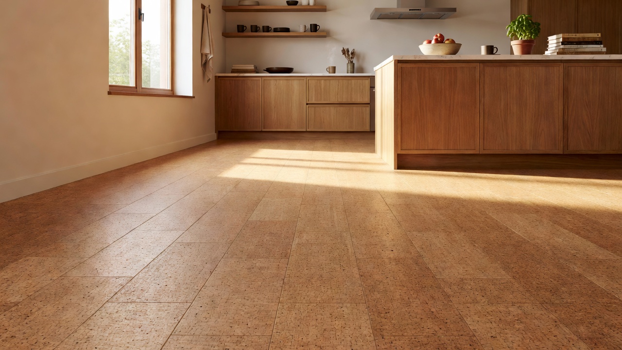 Cork Floor in a Kitchen — modern flooring photography