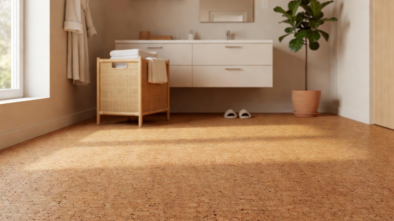 Cork in a Bath Room or Laundry Room — modern flooring photography