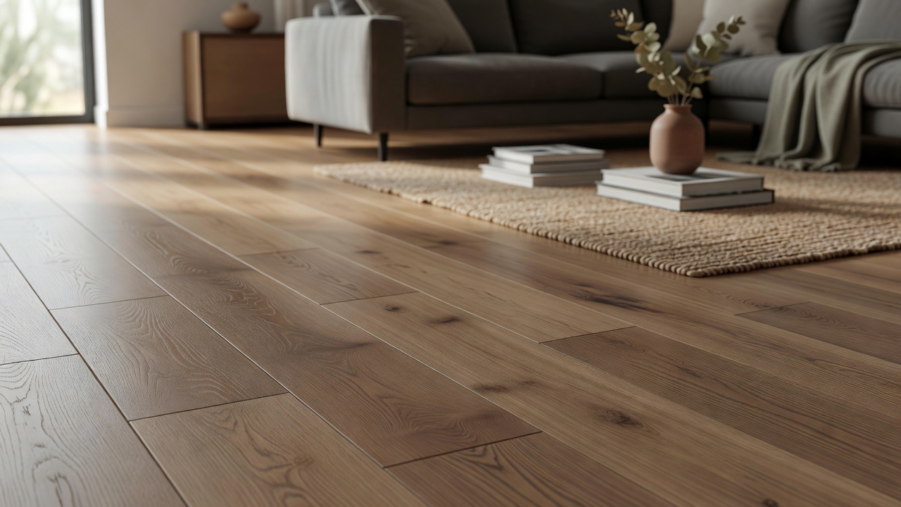 Engineered Wood Floor over Concrete — modern flooring photography