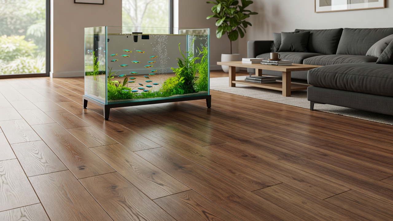 Fish Tank on Laminate Floor — modern flooring photography