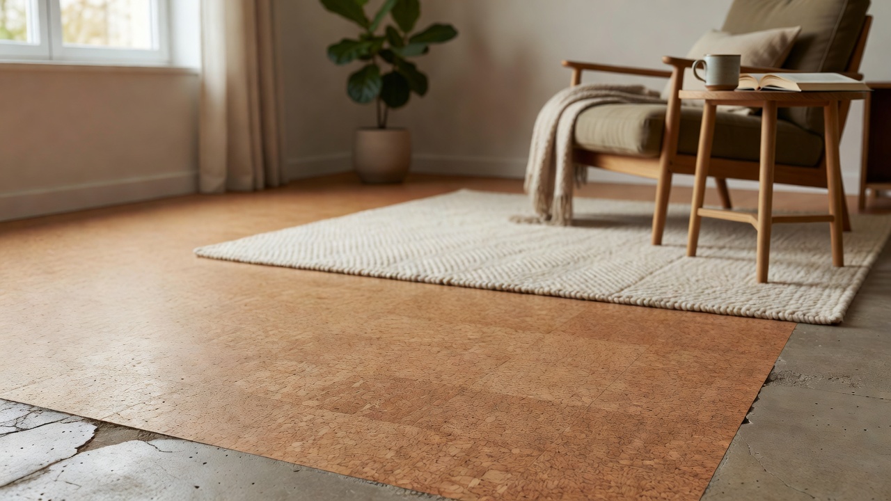 Floating Cork over Concrete — modern flooring photography