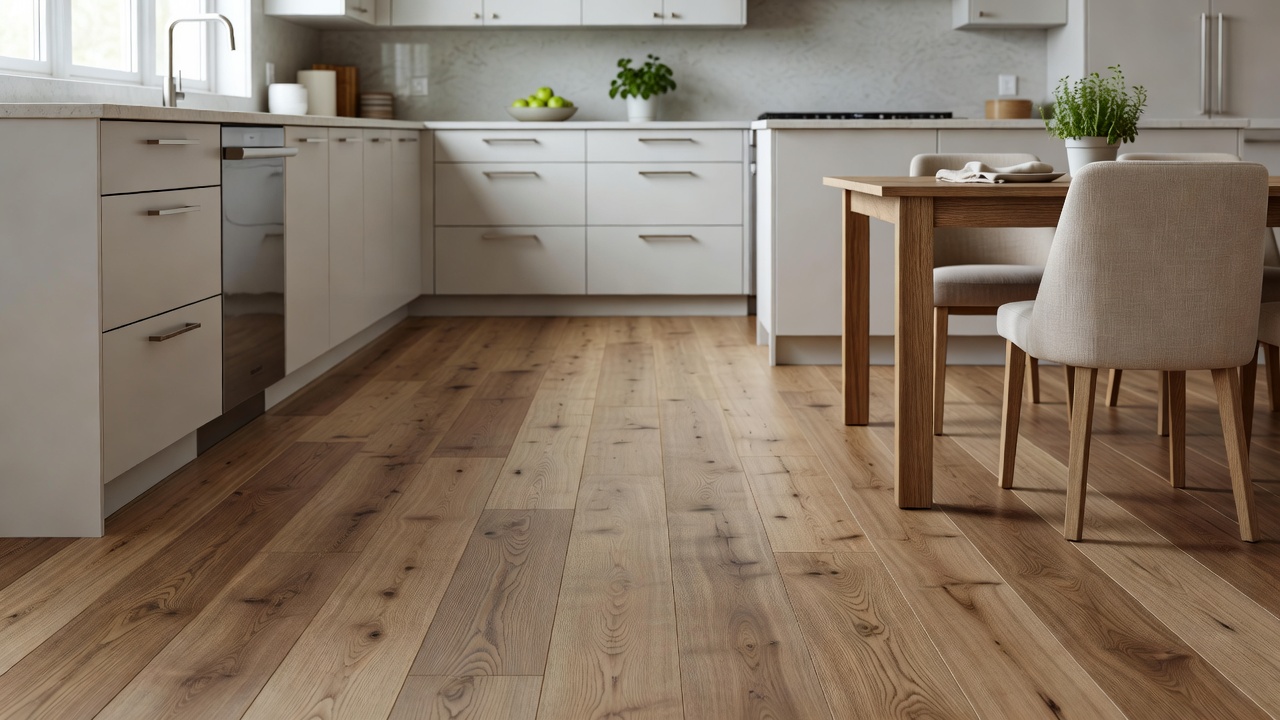 Flooring a Remodeled Kitchen and Dining Room — modern flooring photography