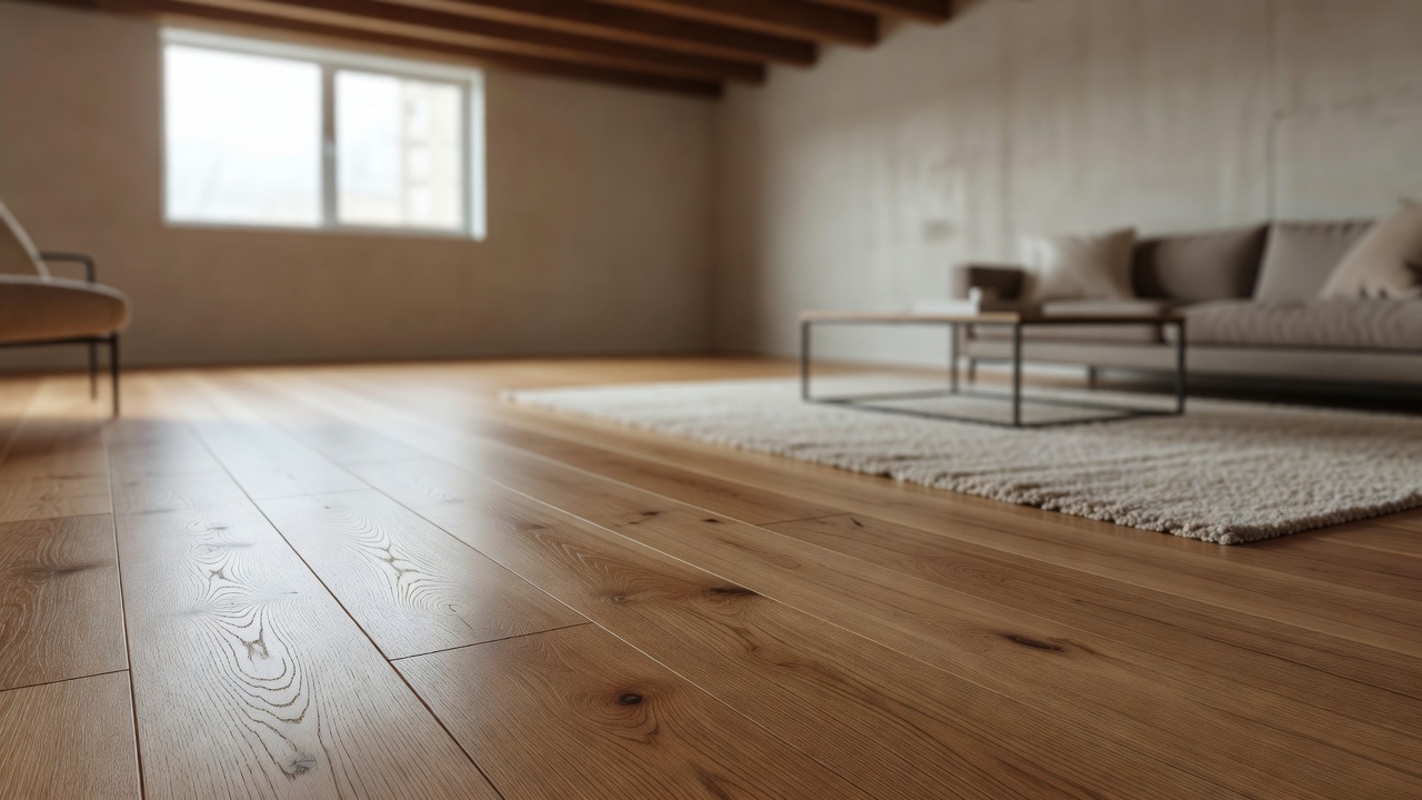 Hardwood in a Basement — modern flooring photography