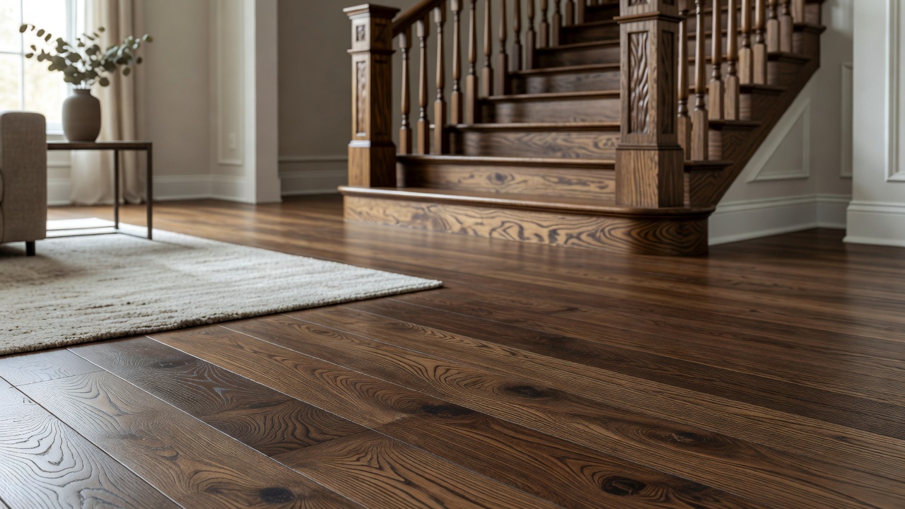 Installing Hardwood on Stairs with Newel Posts — modern flooring photography