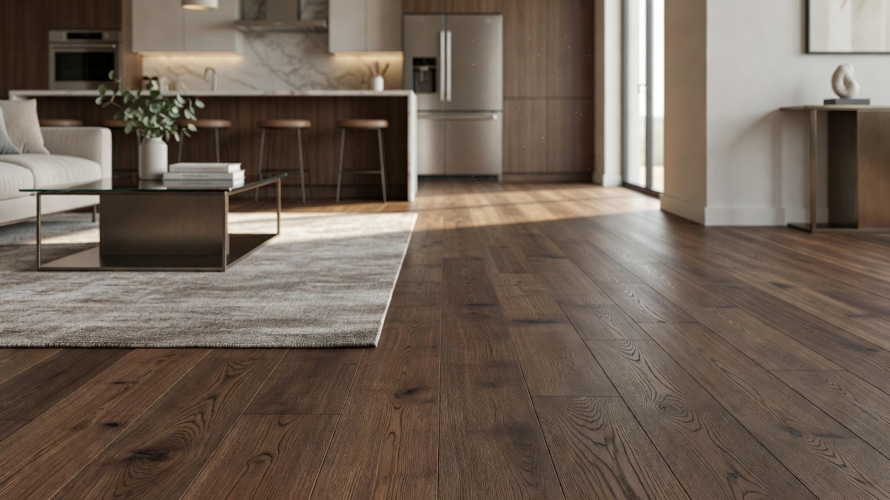 Laminate Floor in Kitchen and Foyer — modern flooring photography