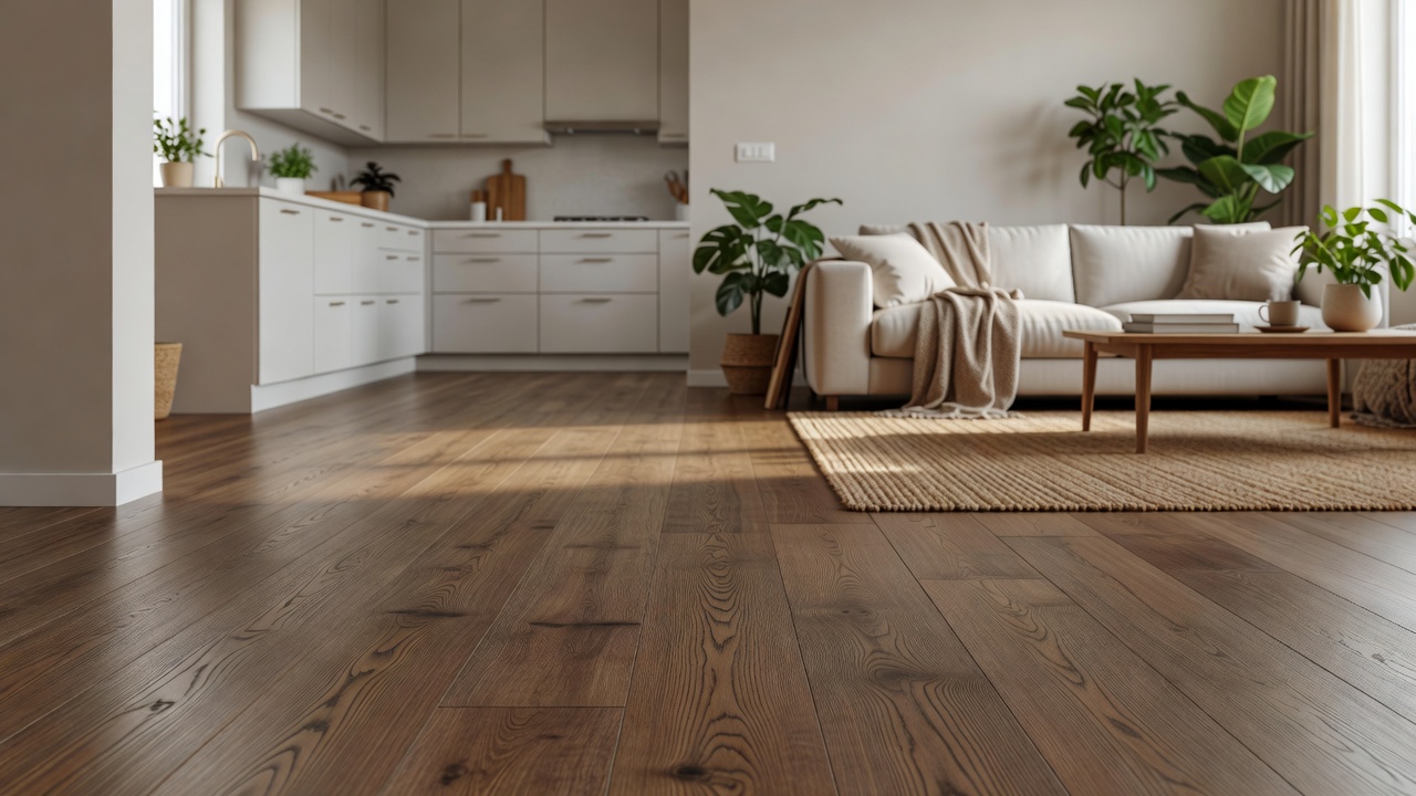 Laminate Flooring in Kitchen with IKEA Cabinets — modern flooring photography