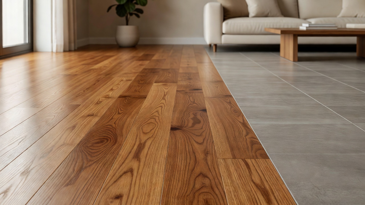 Transitiong from Hardwood to Tile — modern flooring photography
