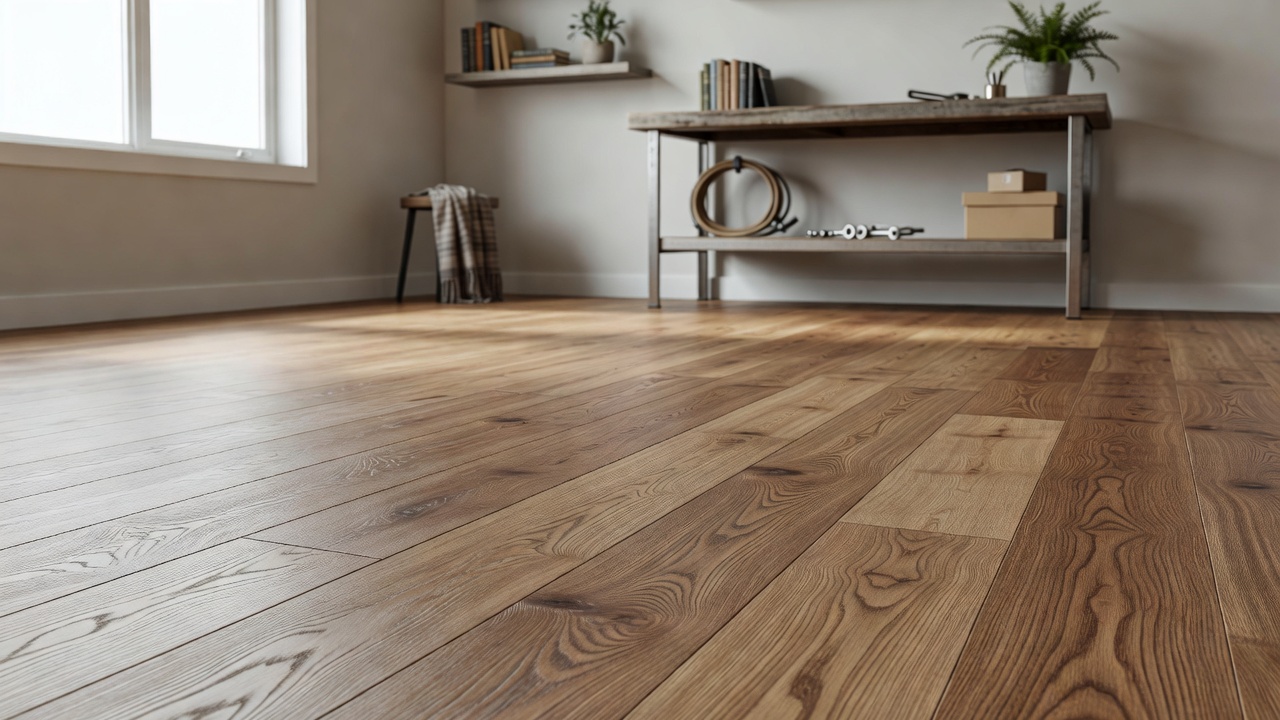Vinyl Composition Tile in a Garage — modern flooring photography