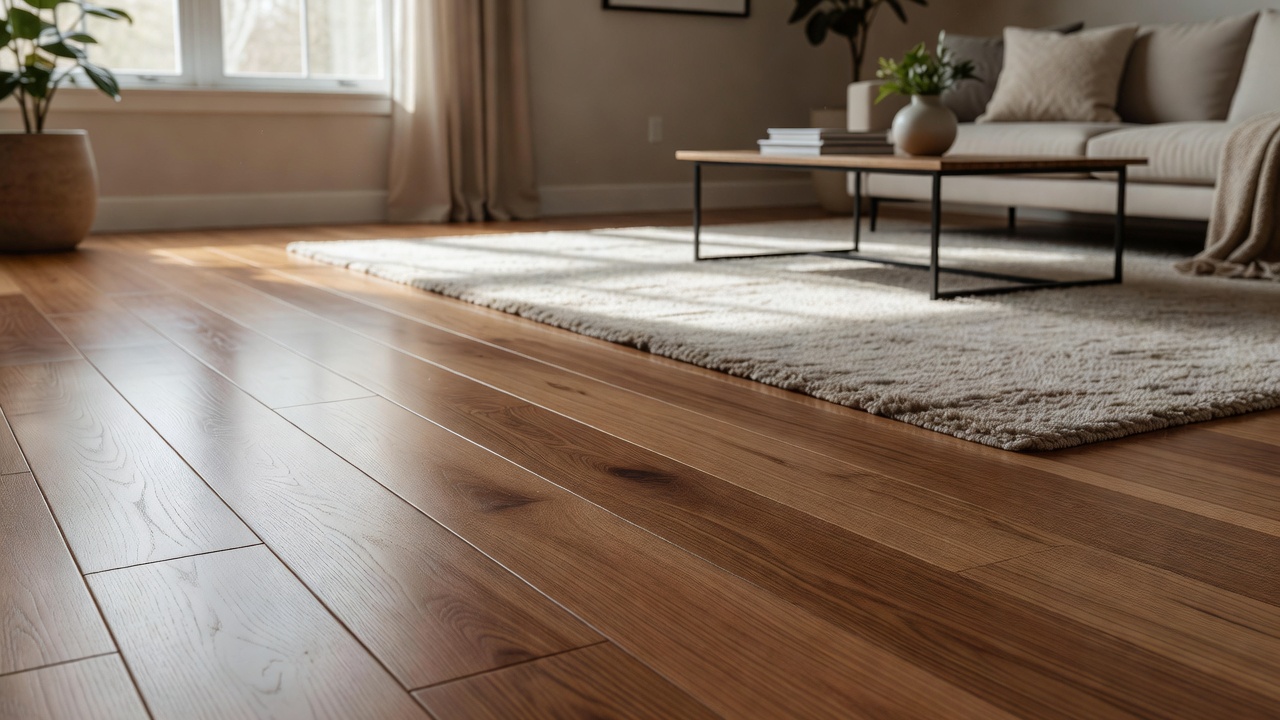 Water Damage on Harris Tarkett Longstrip Floor — modern flooring photography