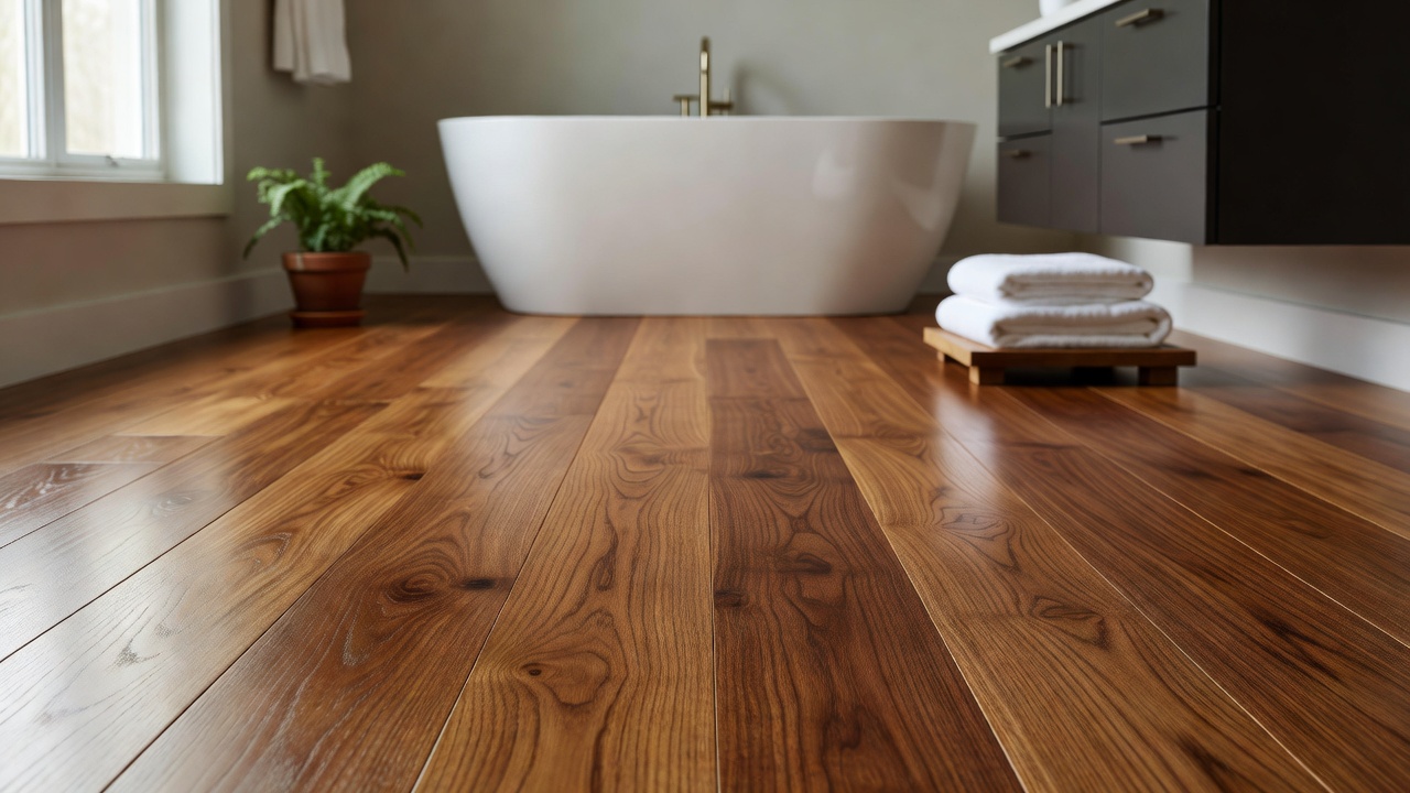 Wood Flooring in a Bathroom — modern flooring photography