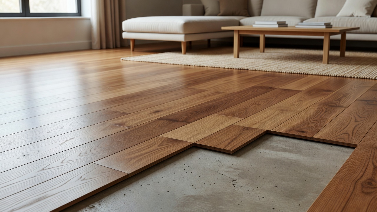Wooden Floor on a Concrete Subfloor — modern flooring photography