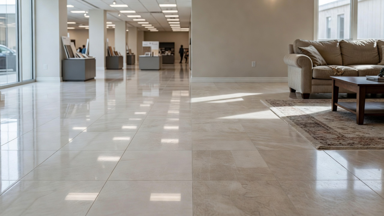 wide contextual photo illustrating why flooring looks different in showroom in a real home